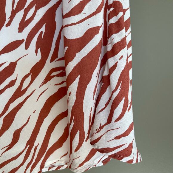 Rails Anya Midi Skirt In Rust Zebra Size Large White Redish Brown Zebra Print - Picture 10 of 16